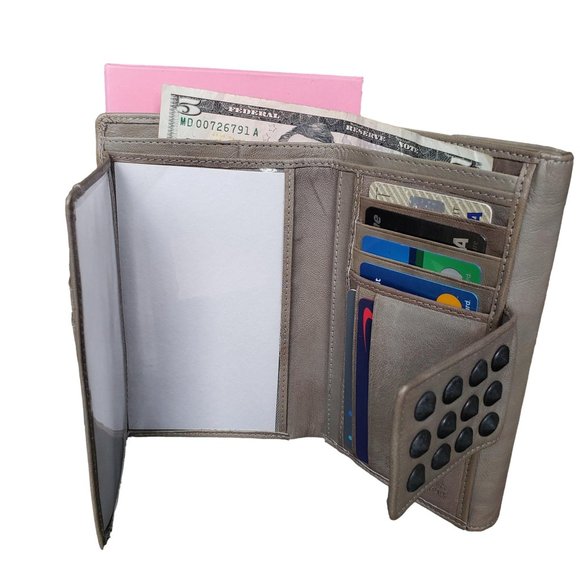 Women's Distressed Leather Wallet Credit Card Holder Wallet in BOX - Picture 7 of 14